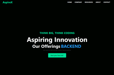 AspireX - A responsive Front End Design using React